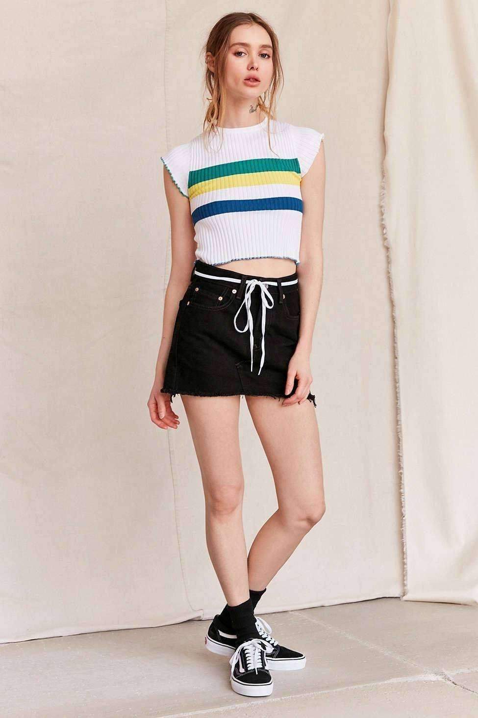 Urban Renewal Low Rise Dark Denim Mini Skirt