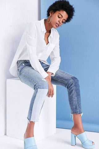 Image of Colorblock Patch Skinny Jean - Ragged Lands