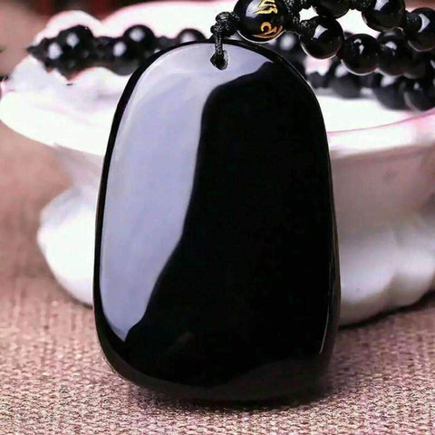 Image of Obsidian Necklace Pendant With Rope