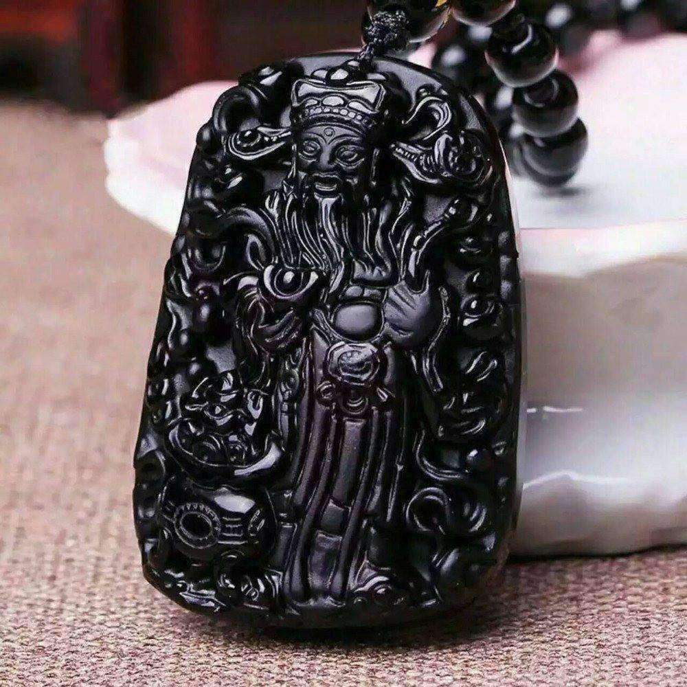 Obsidian Necklace Pendant With Rope